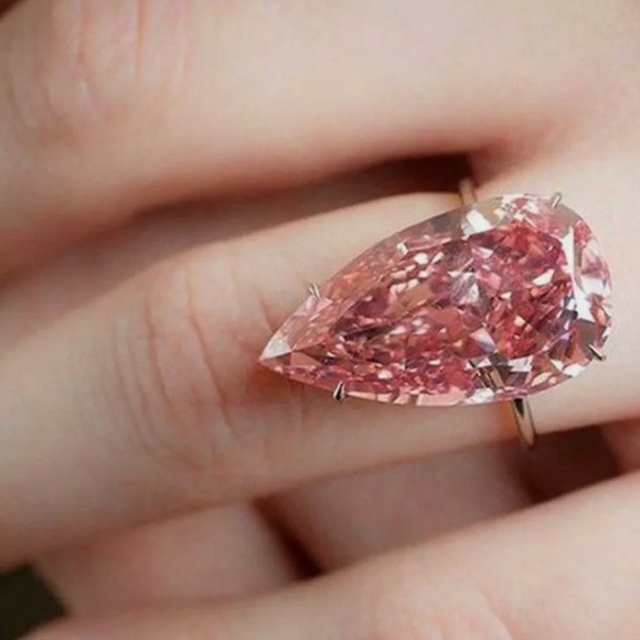 LAST 1! 18k Rose Gold Pear Cut Pink Sapphire Ring in size 7 - Picture 4 of 4